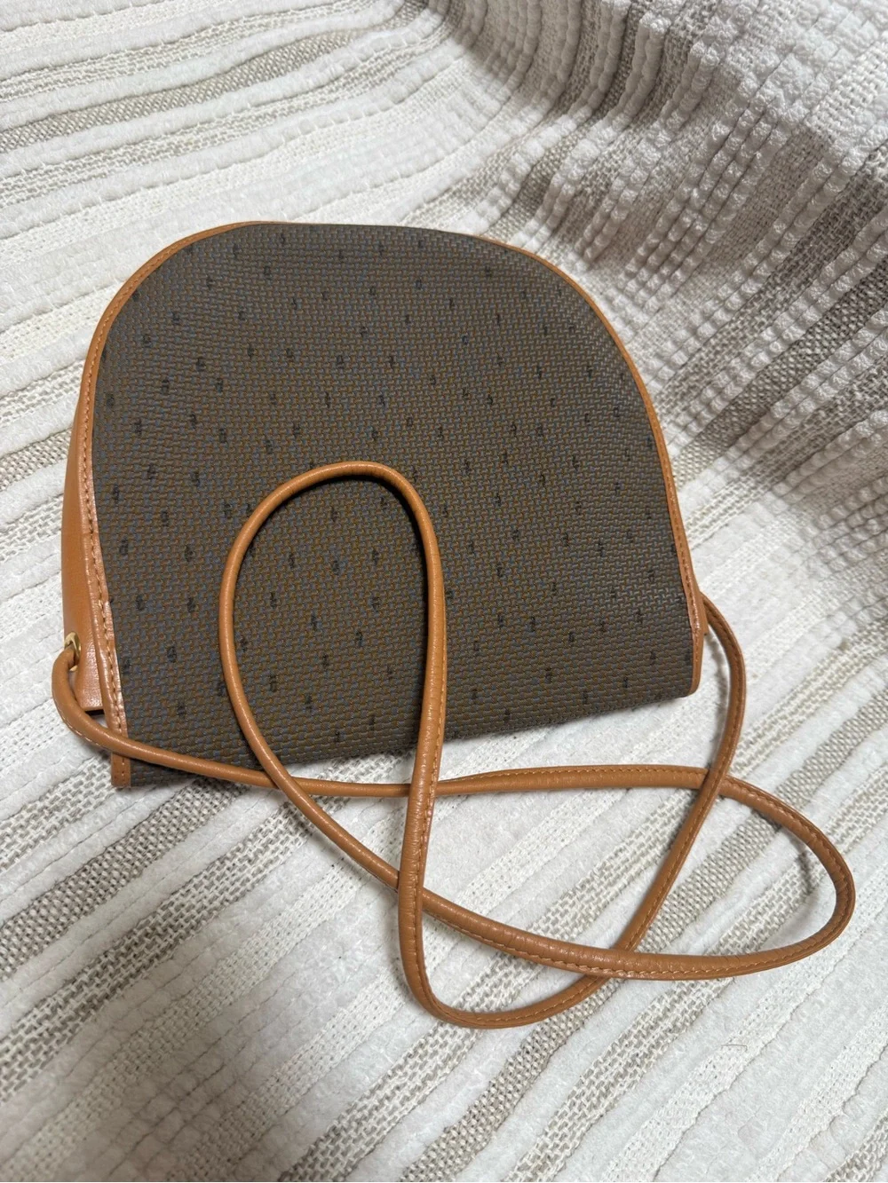 Vintage Yves Saint Laurent YSL Brown Crossbody with Tan Trim